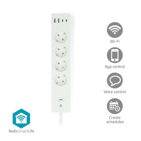 WIFIP313FWT Smartlife stekkerdoos | wi-fi | 2x usb-a / 2x usb-c™ / 4x plug with earth contact (cee 7/3) | 