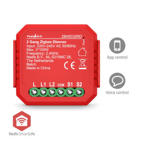 ZBWD20RD Smartlife modules | zigbee 3.0 | 2x100 w | kroonsteen | app beschikbaar voor: android™ / ios