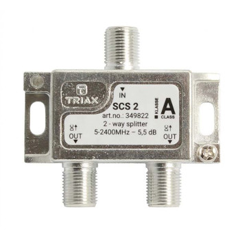 100349802 Satelliet splitter f-connector 6.2 db / 5-2400 mhz - 2 uitgangen