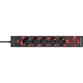 1153560100 Gaming stekkerdoos gsl 05 5-voudig met 2 usb-laadfuncties 1,5m h05vv-f3g1.5 type f Product foto