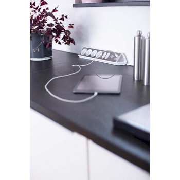 1153590620 Estilo 6-voudige hoek-stopcontactstrip met hoogwaardig rvs-oppervlak voor keuken en kantoor (bureauc Product foto