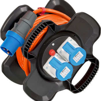 1169730101 Cee kabelhaspel van speciaal rubbermengsel (10 m kabel in oranje, camping kabelhaspel voor permanent