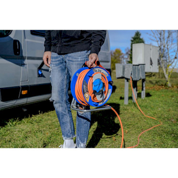 1182470100 Cee-kabelhaspel met 23+2m rn-kabel in oranje (camping kabelhaspel met cee-hoekkoppeling incl. stekke Product foto