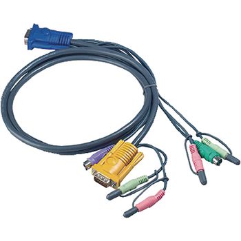 2L-5302P Kvm kabel vga male / 2x ps/2-connector / 2x 3.5 mm male - aten sphd15-y / 2x connector 3.5 mm 1.8 m