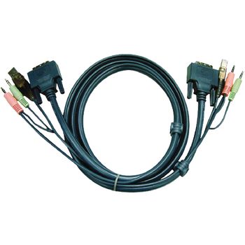 2L-7D02UD Kvm kabel dvi-d 24+1-pins male / usb a male / 2x 3.5 mm male - dvi-d 24+1-pins male / usb a male / 2