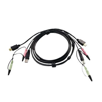 2L-7D02UH Kvm kabel 1x usb / 2x 3.5 mm male / hdmi - 1x usb / 2x 3.5 mm male / hdmi 2.0 m grijs