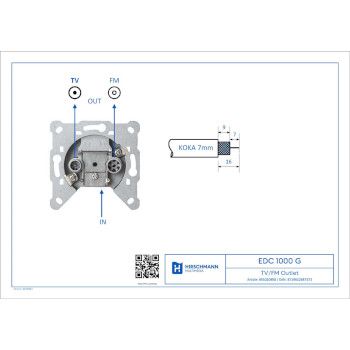 695020898 Edc 1000 g, 695020898 tv/fm-wandcontactdoos Product foto