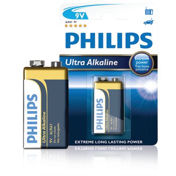 6LR61E1B/10 Philips ultra alkaline battery 9v ultra alkaline 1-blister
