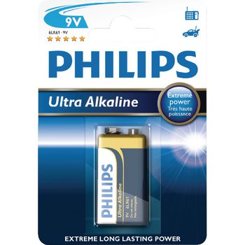 6LR61E1B/10 Philips ultra alkaline battery 9v ultra alkaline 1-blister Verpakking foto
