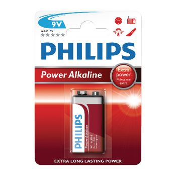 6LR61P1B/10 Philips power alkaline battery 9v 1-blister Verpakking foto