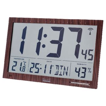 866477 Zendergestuurde wandklok lcd-scherm bruin