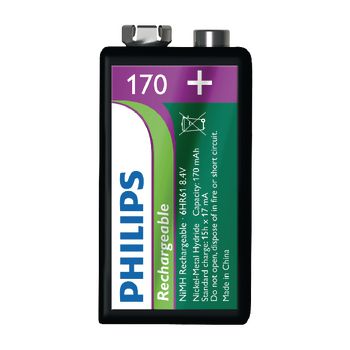9VB1A17/10 Philips rechargeables battery 9v, 170 mah nickel-metal hydride 1-blister Product foto