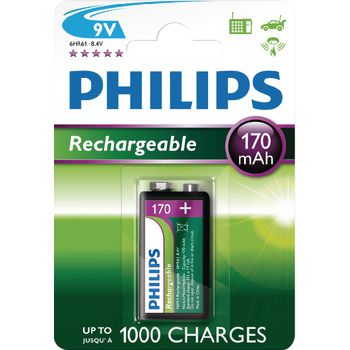 9VB1A17/10 Philips rechargeables battery 9v, 170 mah nickel-metal hydride 1-blister Verpakking foto