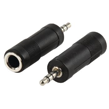 AC-005 Stereo-audio-adapter 3.5 mm male - 6.35 mm female zwart