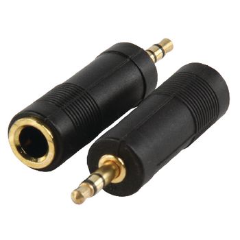 AC-005GOLD Stereo-audio-adapter 3.5 mm male - 6.35 mm female zwart