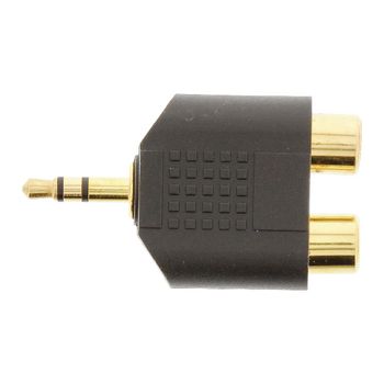 AC-010GOLD Stereo-audio-adapter 3.5 mm male - 2x rca female zwart In gebruik foto