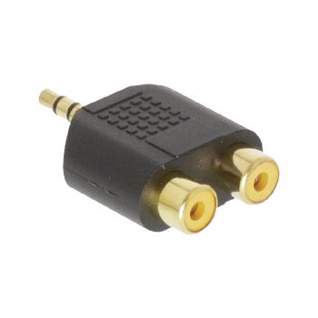 AC-010GOLD Stereo-audio-adapter 3.5 mm male - 2x rca female zwart In gebruik foto