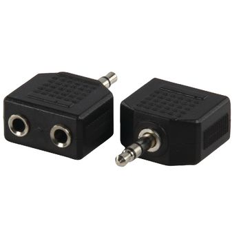 AC-012 Stereo-audio-adapter 3.5 mm male - 2x 3.5 mm female zwart