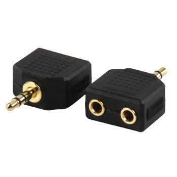 AC-012GOLD Stereo-audio-adapter 3.5 mm male - 2x 3.5 mm female zwart