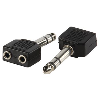 AC-014 Stereo-audio-adapter 6.35 mm male - 2x 3.5 mm female zwart