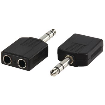 AC-015 Stereo-audio-adapter 6.35 mm male - 2x 6.35 mm female zwart