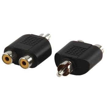 AC-016 Mono-audio-adapter rca male - 2x rca female zwart