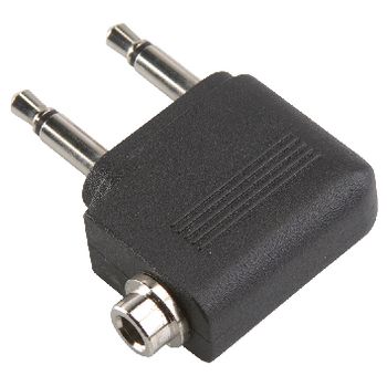 AC-069 Stereo-audio-adapter 90° haaks 2x 3.5 mm male - 3.5 mm female zwart
