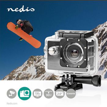 ACAM04BK Action cam | 720p@30fps | 5 mpixel | waterbestendig tot: 30.0 m | 90 min | mounts inbegrepen | zwart Product foto