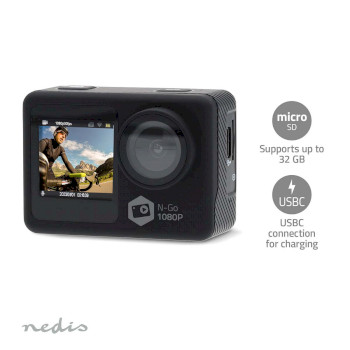 ACAM31BK Action cam | dubbel scherm | 1080p@30fps | 12 mpixel | waterbestendig tot: 30.0 m | 70 min | wi-fi | Product foto