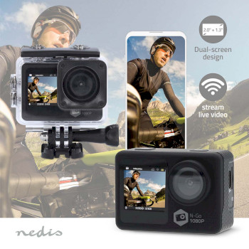 ACAM31BK Action cam | dubbel scherm | 1080p@30fps | 12 mpixel | waterbestendig tot: 30.0 m | 70 min | wi-fi | Product foto