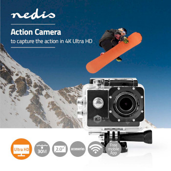 ACAM41BK Action cam | enkel scherm | 4k@30fps | 16 mpixel | waterbestendig tot: 30.0 m | 90 min | wi-fi | app Product foto