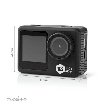 ACAM51BK Action cam | dubbel scherm | 4k@30fps | 16 mpixel | waterbestendig tot: 30.0 m | 90 min | wi-fi | ap Product foto