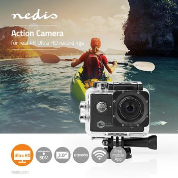 ACAM61BK Action cam | enkel scherm | 4k@60fps | 16 mpixel | waterbestendig tot: 30.0 m | 90 min | wi-fi | app Product foto