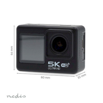 ACAM71BK Action cam | dubbel scherm | 5k@30fps | 16 mpixel | waterbestendig tot: 30.0 m | 80 min | wi-fi | ap Product foto