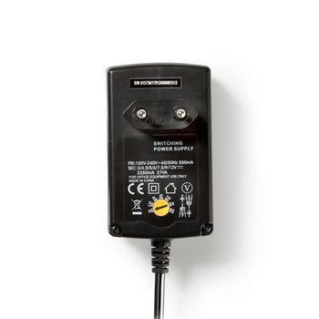 ACPA007 Universele ac-stroomadapter | 27 w | 3 - 12 v dc | 1.80 m | 2.25 a | 6 plug(s) | zwart Product foto