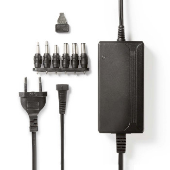 ACPA008 Universele ac-stroomadapter | 27 w | 3 - 12 v dc | 3.60 m | 2.25 a | 6 plug(s) | zwart