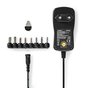 ACPA109 Universele ac-stroomadapter | 18 w | 3 - 12 v dc | 1.10 m | 1.5 a | 8 plug(s) | zwart Product foto
