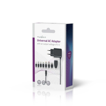 ACPA111 Universele ac-stroomadapter | 12.5 w | 5 v dc | 1.60 m | 2.5 a | 8 plug(s) | zwart Verpakking foto