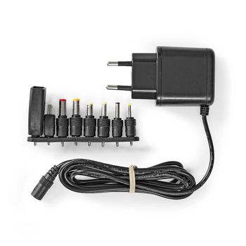 ACPA111 Universele ac-stroomadapter | 12.5 w | 5 v dc | 1.60 m | 2.5 a | 8 plug(s) | zwart Inhoud verpakking foto