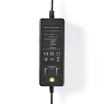 ACPA116 Universele ac-stroomadapter | 60 w | 6 - 16 v dc | 1.10 m | 5.0 - 5.2 a | 8 plug(s) | zwart Product foto