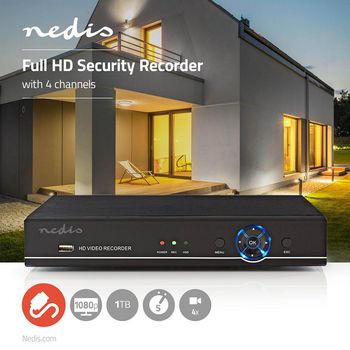 AHDR204CBK Cctv-beveiligingsrecorder | 4-kanaals | full hd | inclusief 1 tb hdd Product foto