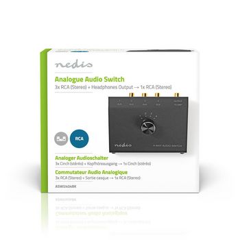 ASWI2404BK Analoge audio-switch | 4-poorts poort(en) | input: 1x 3,5 mm / 3x (2x rca female) | output: 1x (2x r Verpakking foto