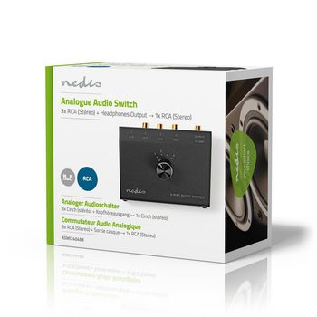ASWI2404BK Analoge audio-switch | 4-poorts poort(en) | input: 1x 3,5 mm / 3x (2x rca female) | output: 1x (2x r Verpakking foto