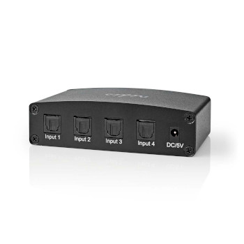 ASWI2514BK Digitale audio-switch | 4-wegs | input: dc power / 4x toslink | output: toslink female | afstandsbed Product foto