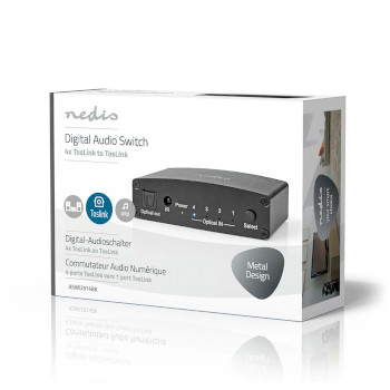 ASWI2514BK Digitale audio-switch | 4-wegs | input: dc power / 4x toslink | output: toslink female | afstandsbed Verpakking foto