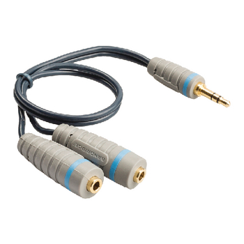 BAL3200 Stereo audiokabel 3.5 mm male - 2x 3.5 mm female 0.20 m blauw Product foto
