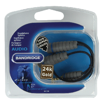 BAL3200 Stereo audiokabel 3.5 mm male - 2x 3.5 mm female 0.20 m blauw Verpakking foto