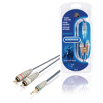 BAL3402 Stereo audiokabel 3.5 mm male - 2x rca male 2.00 m blauw