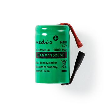 BANM11520SC Oplaadbare nimh-batterij | 1.2 v dc | oplaadbaar | 1000 mah | voorgeladen | 1-polybag | n/a | soldee