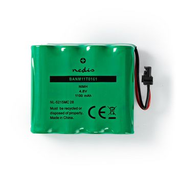 BANM11T0161 Oplaadbare nimh-batterij | 4.8 v dc | oplaadbaar | 1100 mah | voorgeladen | 1-polybag | n/a | 2-draa
